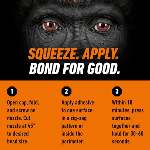 Gorilla Max Strength Construction Adhesive, Clear, 7 oz Tube, 1-Pack - size: 7oz, style: 1 Pack