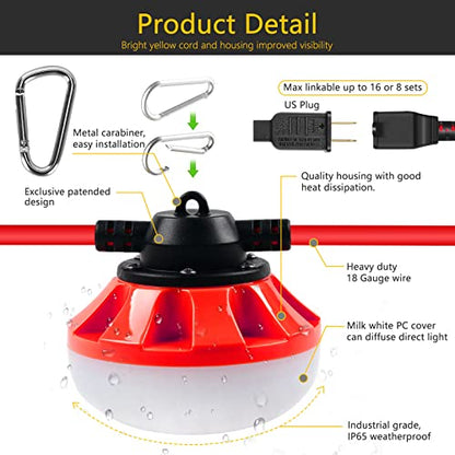LED Construction Light, Christmas String Lights,200FT,2Prong - size: 200FT 2 Prong (Red)