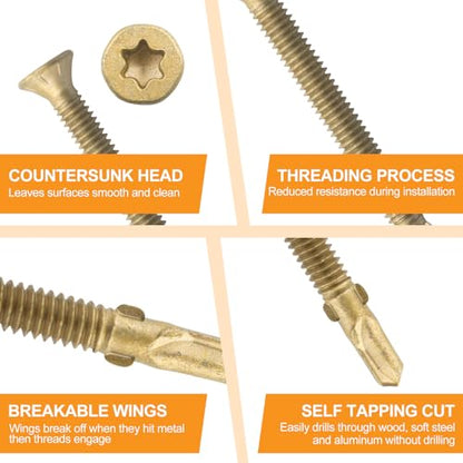 #12x2-1/2 Reamer Tek Torx/Star Head Self-Drilling Wood to Metal Screws