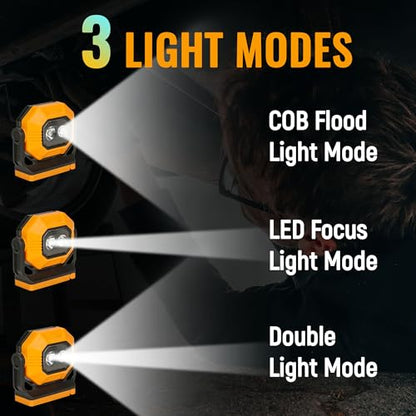 Easymaxx Rechargeable Magnetic Work Light 2 Pack, 1500LM LED Flashlight