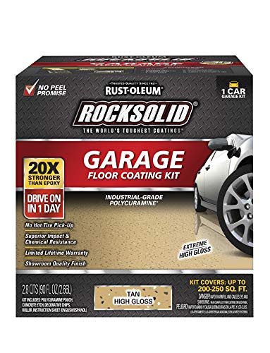 Rust-Oleum RockSolid Polycuramine High Gloss Tan Garage Floor Coating - color: Tan, size: 1 Car