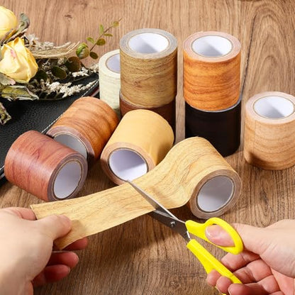 PATIKIL 10" X30' Self-Adhesive Wood Grain Repair Tape with Scraper Maple Grain Wheat