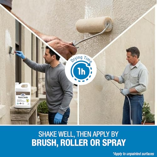 Rain Guard Water Sealers SP-7004 Stucco Sealer 1 Gallon - Clear Natural Finish - Deep Penetrating Water Repellent Protection for Unpainted Stucco Surfaces - Water-Based Silane/Siloxane - style: 1 Gallon