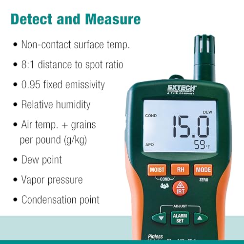 Extech MO290 Pinless Moisture Psychrometer with IR Thermometer - style: MO290