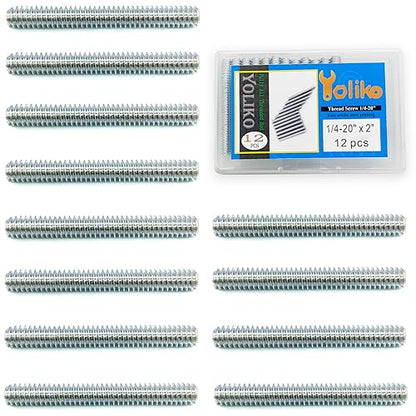 12pcs Silver Zinc Fully All Threaded Rod Carbon Steel Long Thread Screw 1/4x2 for Furniture Garden Railing Mounting Assembly Fastening Steel Frame Connection Full Thread Rod for Furniture - size: Silver-Zinc 1/4x2 Inch-12P