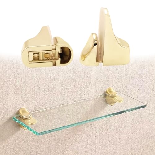 2-Pack Glass Clamp, Cucumis Adjustable Bright Zinc Alloy Glass Clip Clamp for Shower, Bathroom, Kitchen & Staircase Handrail (Gold)