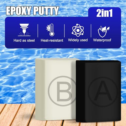 Epoxy Putty - 10oz / 280g Epoxy Sculpt Clay to Fix Leaks, Model, Fill Cracks - Fast Repair Pool Putty for Metal, Plastic, Wood, Tile, Ceramics, Mega Adhesion and Waterproof (Black) - color: Black