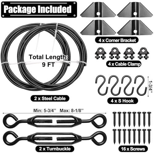 2 Set Anti-Sag Gate Kits for Wooden Fence, Anglecai Gate Support Cable Kit