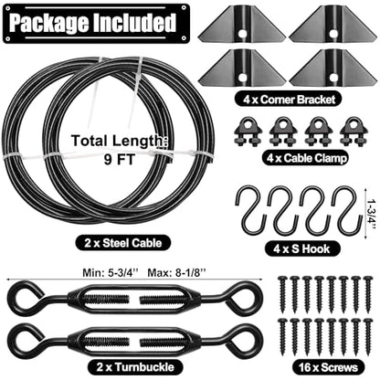 2 Set Anti-Sag Gate Kits for Wooden Fence, Anglecai Gate Support Cable Kit