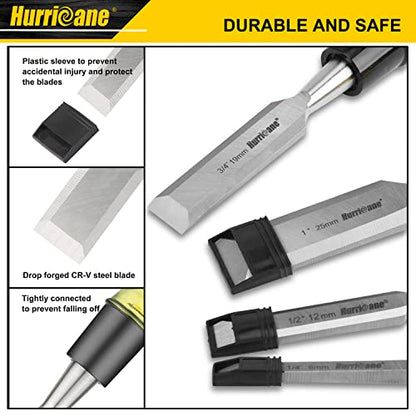 HURRICANE 4 Piece Wood Chisel Set with 3 Piece Pliers Set