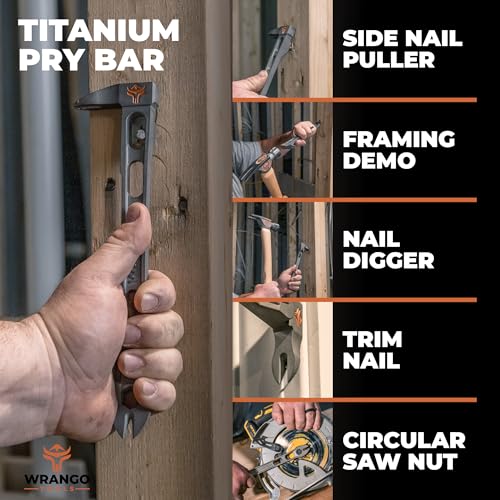 9.5" Titanium Nail Puller Cats Paw Pry Bar - 45% Lighter Than Steel - Side Nail Puller - 13mm Bolt Remover - Professional Contractor Grade - 5% Donated To Help Farmers - size: Titanium Pry Bar 9.5"
