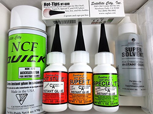 Hot Stuff Instant Glue Pro Kit (Includes CA Glues, Accelerator, Debonder, Extra Spouts) HK-1