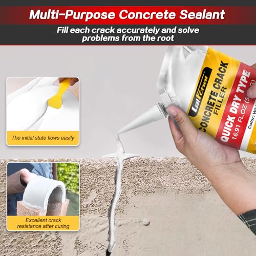Concrete Crack Filler, Cement Crack Filler, Fast-Drying Crack Filler, Self-Leveling Caulking Sealan Effectively Repairs Cracks in Driveways, Sidewalks, Patios, and Window Sills (5 Pack - 5.5LB) - style: 5 Pack - 5.5LB