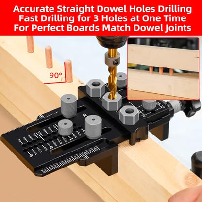 GOINGMAKE Dowel Jig Kit,Doweling Jig with Quick Positive Stop and Clamp