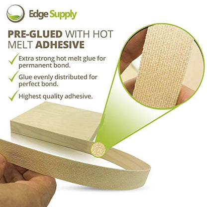 Edge Supply Brand Maple 7/8 inch X 50 ft Roll Preglued, Wood Veneer Edge Banding, Iron on with Hot Melt Adhesive, Flexible Wood Tape Sanded to Perfection. Easy Application Wood Edging. - size: 7/8 inch X 50 ft