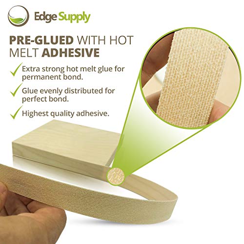 Edge Supply Birch 7/8" X 250' Roll of Plywood Edge Banding, Preglued Real Wood Veneer Edging, Flexible Veneer Edging, Easy Application Iron on Edge Banding for Restoration, Made in USA - size: 7/8" x 250'