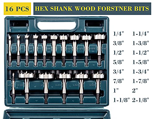 INTOO Hex Shank Forstner Bit Set 16 pcs Multi Sided Shank Wood Drill bit Set - style: 16 PCS