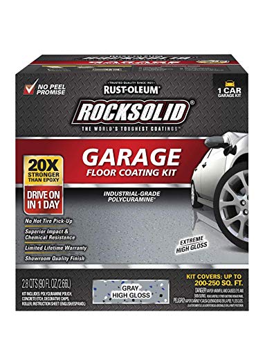 Rust-Oleum RockSolid Polycuramine High Gloss Gray Garage Floor Coating - color: Gray, size: 1 Car