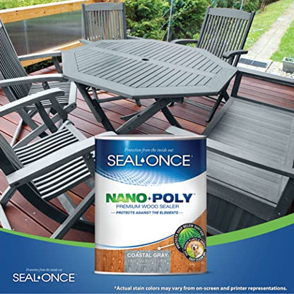 Seal-Once Nano+Poly Wood Sealer and Waterproofer, Coastal Gray, 1 Gallon - color: Coastal Gray, size: 1 Gallon