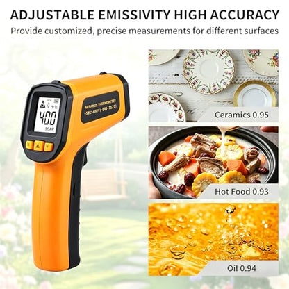 Infrared Thermometer Gun,Non Contact Digital Surface Thermometer with Laser Pointer, Backlit LCD,-58°F to 752°F for Cooking,HVAC, Automotive-GM320