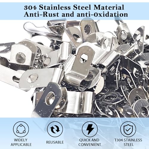 400 PCS T304 Stainless Steel Wire Fence Clips, Fasteners Post Screw with Wire Fixer, Agricultural Fencing Fence Wire Clamps for 4, 6, 8,10 and 12-16Gauge Wire Fencing Livestock Fencing Clips for Wood - size: 400PCS