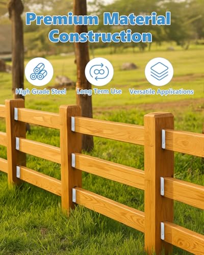 100 Pack 2x4 Fence Brackets for Wood Rail, 18 Gauge