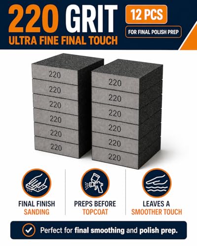 12Pcs Sanding Block Sponge Set, Reusable Sandpaper for Wood & Drywall - color: Deep Gray