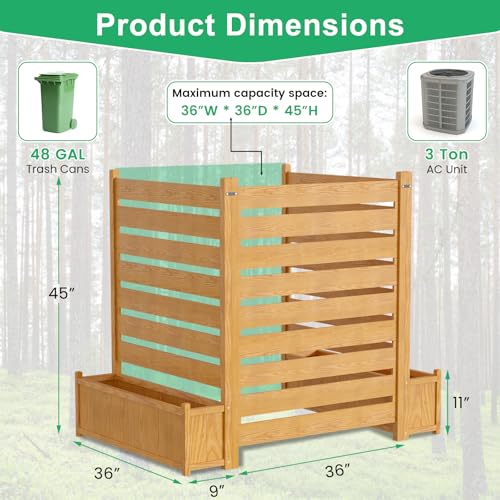 DoCred Air Conditioner Fence, Wood Decorative Fences with Planter Box