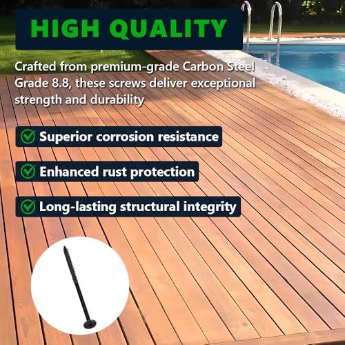 40 Pack 1/4 x 4 inch Heavy-Duty Structural Wood Screws, Star Drive, Rust Resistant Screws for Deck, Timber, Log, Landscaping, Black Epoxy Coated, Sharp Self Tapping Point, T30 Bit Included - color: Black, size: 1/4 x 4"
