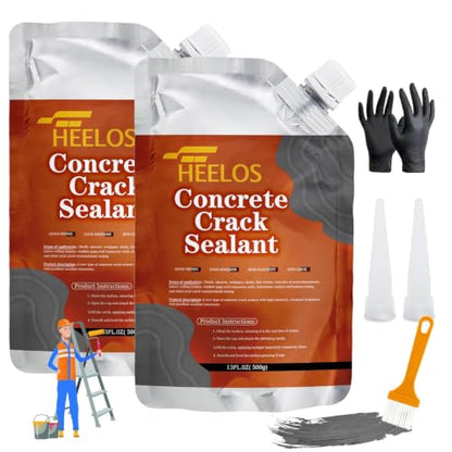 Concrete Crack Filler,2 Pack Cement Crack Sealant, High Elasticity Crack Filler Repair Sealer, Self Leveling Waterproof Caulking Glue Sealing Adhesive for Concrete Driveway, Patio, Sidewalk (Grey) - color: grey