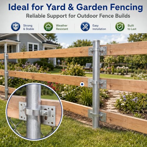 Frienda 6 Pcs 2-3/8" Chain Link Fence Post Brackets for Wood Fencing