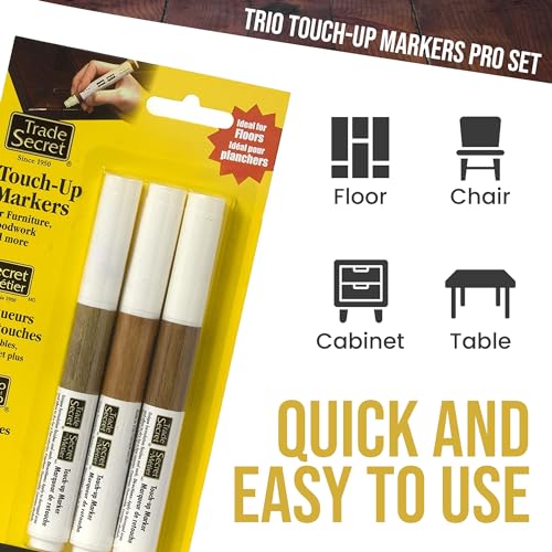 Trade Secret Trio Wood Touch-Up Markers, Furniture Scratch Repair - color: Medium Tones