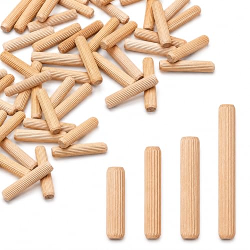 Generic (Pack of 10) Wooden Dowels 15/32"" x 2-3/4"" (12 x 70 mm), Grooved Wood Plugs, Ribbed Pins for Furniture, Grooved Dowels - size: 15/32" x 2-3/4" (12 x 70 mm) - 10 PCS