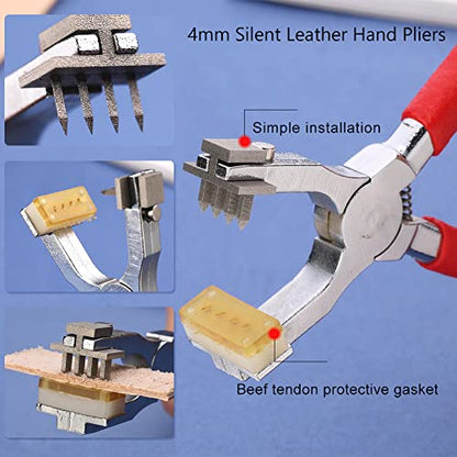 BUTUZE Leather Hole Punch,4mm Silent Rhombus Punch, Stitch Chisel -Red - color: Red
