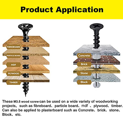 #6 x 2 Flat Head Self-Tapping Wood Screws for Heavy-Duty Framing (100PCS) - size: #6 x 2'' (100Pcs)