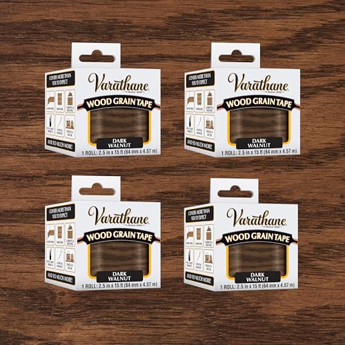 Varathane Wood Grain Tape, Dark Walnut - color: Dark Walnut, size: 15 ft Roll (Pack of 4)