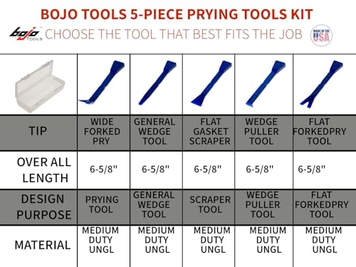 Bojo Tools - 5-Piece Plastic Pry Tool Kit with F1 Case - Medium Duty