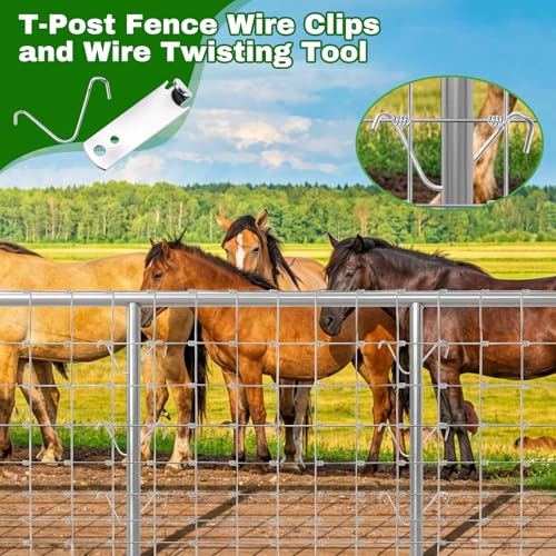 303 Pack Farm Fence Kit, 4ftx100ft Heavy Duty Galvanized Woven Wire Fences for Garden Trellis, Thickened Cattle Panels, Chicken Wire Fencing, Durable Goat Fence for Hog Deer Horse Livestock