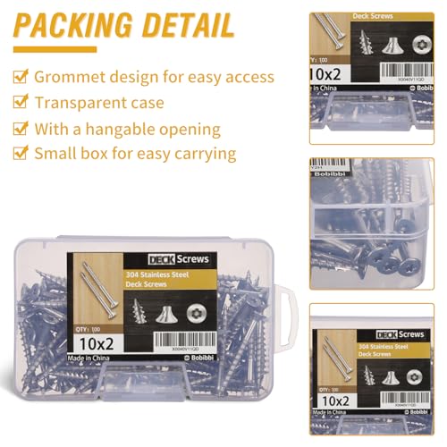 304 Stainless Steel Wood Screws, Flat Head T25 Torx Drive Deck Screws, #10x2 Inch for Wood, Decking and Fence, 1lb - size: 10x2'', style: 1lb