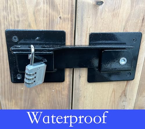Gate Latch for Wooden Fence, 9 Inch Heavy Duty Fence Gate Latch with Padlock Hole, Outdoor Flip Gate Latch for Wood and Metal Gates, Yard, Shed, Barn