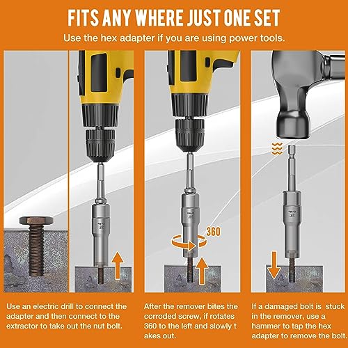 16PCS 3/8" Drive Deep Bolt Socket Extractor Set, Bolt Nut Remover Set - size: 16PCS