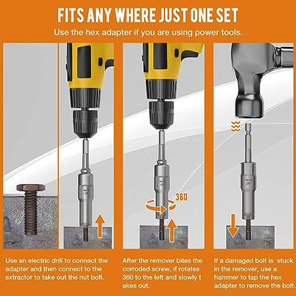16PCS 3/8" Drive Deep Bolt Socket Extractor Set, Bolt Nut Remover Set - size: 16PCS