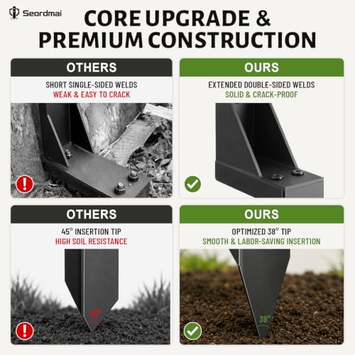 2 Pcs Fence Post Repair Kit, Thickened Heavy Duty Fence Repair Stakes for Tilted, Broken Wood Posts 4x4/6x6, Upgraded Double-Sided Welding Fence Repair Kit for Yard, Garden, Farm