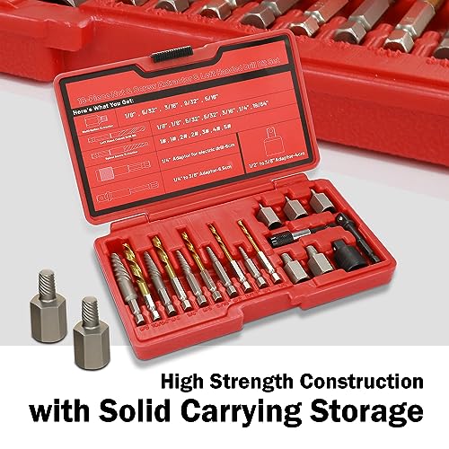 22Pcs Screw Extractor Set Left Hand Drill Bit Set with Hex Adapter - size: 22Pcs