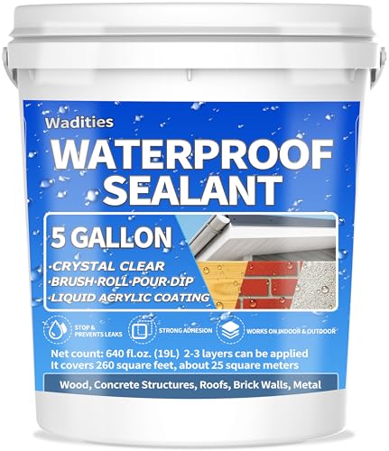 Liquid Waterproof Sealant Clear - 5 Gallon, Water-Based Waterproof Coating - style: 5 Gallon Clear