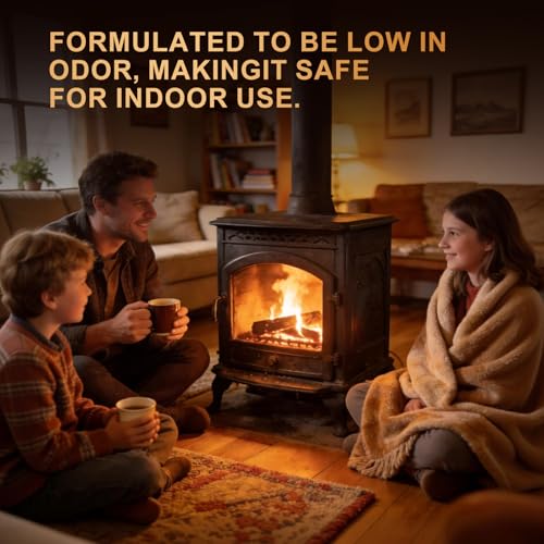 2500°F High Temp Stove Gasket Cement, Black 10 oz Silicate-Based Stove Pipe Sealant, Non-Flammable&Paintable Fireplace Sealant Caulk for Wood Stove,Chimneys, Ovens, Grills, Furnace & Flue Joints-2Pack