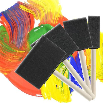 Bates- Foam Paint Brushes, 1”, 2”, 3" & 4”, 40 Pack Wooden Handle - color: Black, size: 1”, 2”, 3” & 4”, 40 Pack