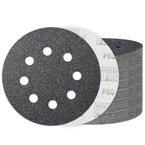 100PCS 5 Inch Sanding Discs 60 Grit, Wet Dry Hook and Loop Sandpaper - style: 60Grit