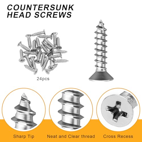 4 PCS Straight Brackets, 6 inch Flat Straight Braces, Stainless Steel Brace Bracket with 24 Pcs Screws for Furniture Repair Fixing