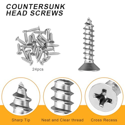 4 PCS Straight Brackets, 6 inch Flat Straight Braces, Stainless Steel Brace Bracket with 24 Pcs Screws for Furniture Repair Fixing